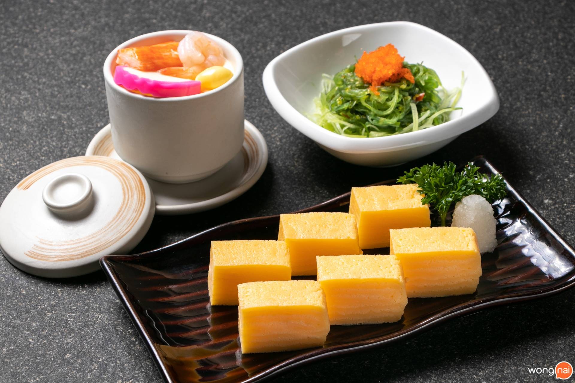 เมนู “ไข่ตุ๋น” “ไข่ม้วนญี่ปุ่น” “ยำสาหร่าย” ของร้าน “Sukishi”