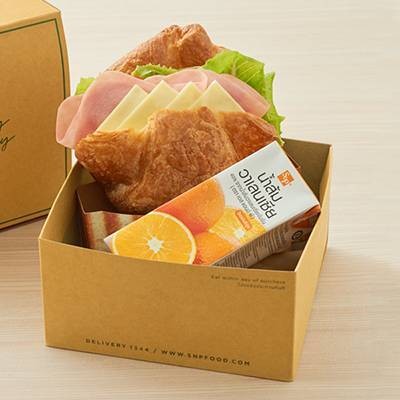 Snack Box Premium 3A ครัวซองท์แฮมแอนด์ชีส + น้ำส้มวาเลนเซีย ร้าน S&P ...