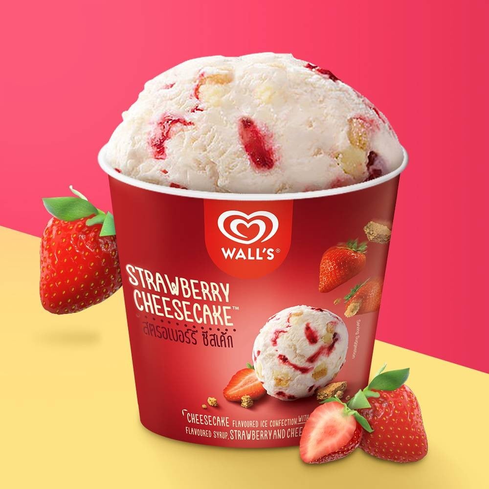 วอลล์ ซีเลคชั่น สตอเบอร์รี่ชีสเค้ก ร้าน Wall's Ice Cream มินิสุวรรณภูมิ