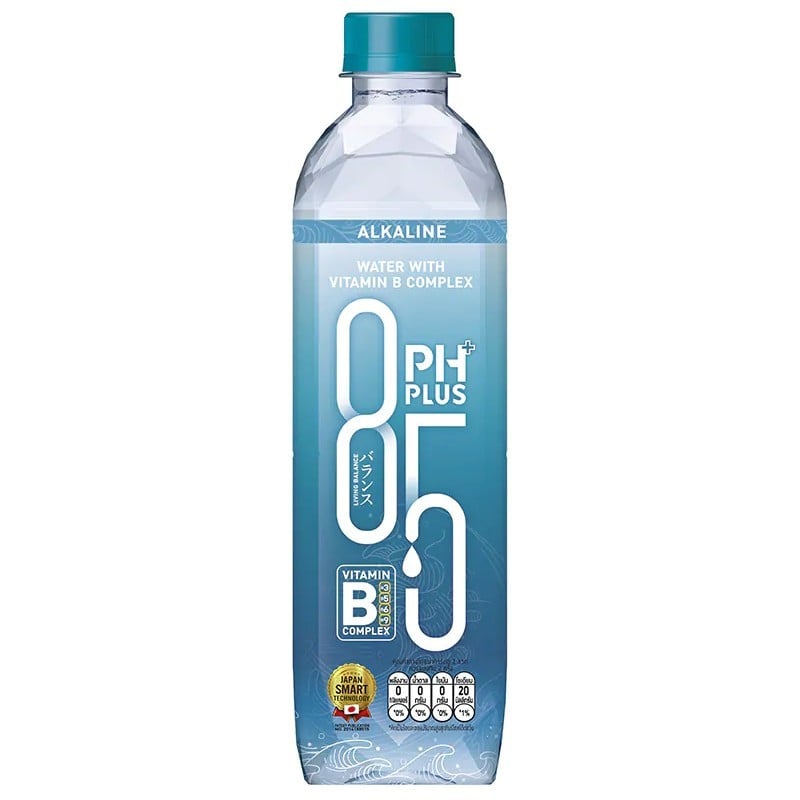 น้ำดื่ม pH Plus 8.5 ขวดนี้ น้ำดื่มผสมวิตามินบีรวม B3, 5, 6, 9 ที่ผ่านกระบวนการผลิต Japan Smart Technology 
