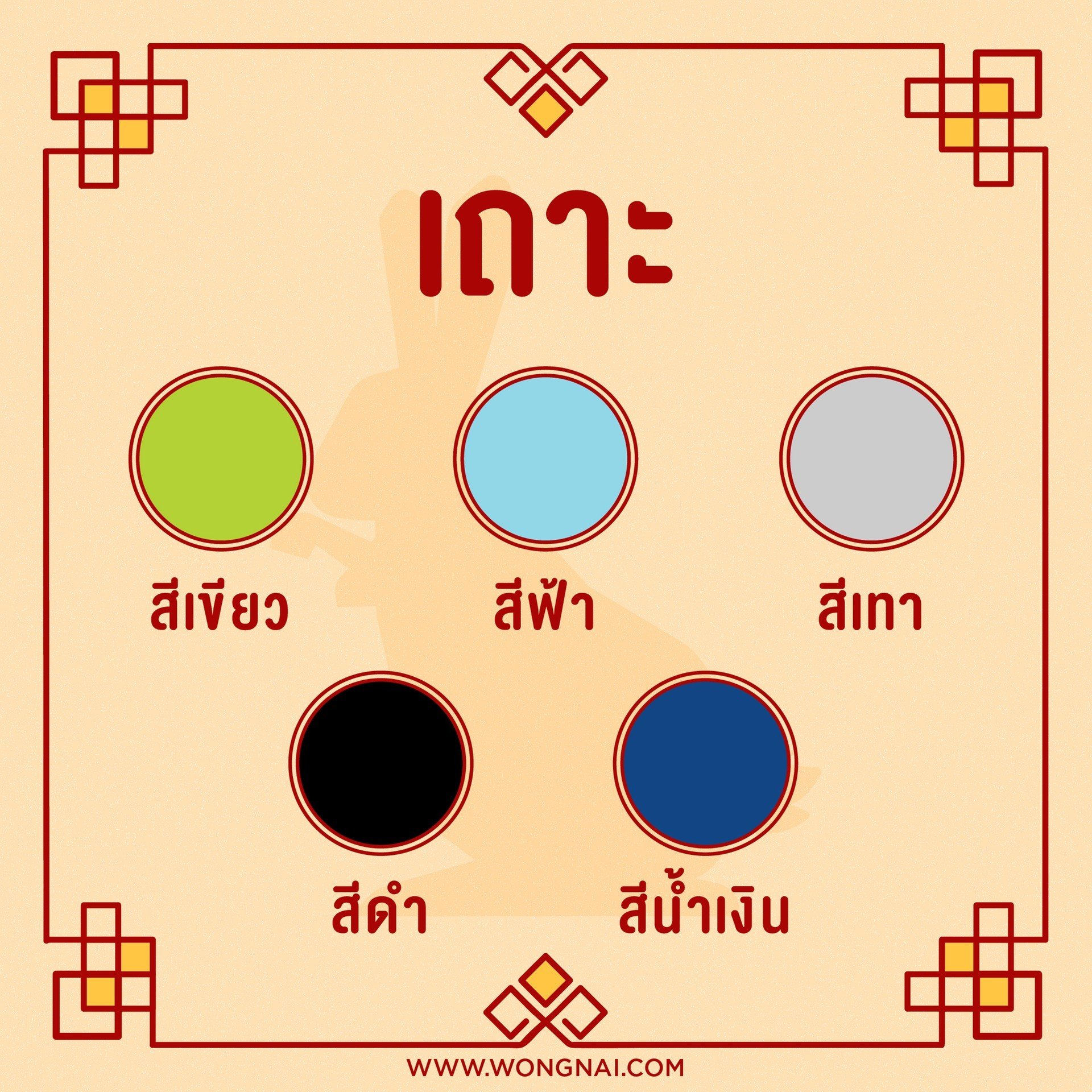 สีมงคลปี 2564 สำหรับคนเกิดปีนักษัตรปีเถาะ สีมงคลสำหรับคนเกิดปีเถาะ (ปีกระต่าย)