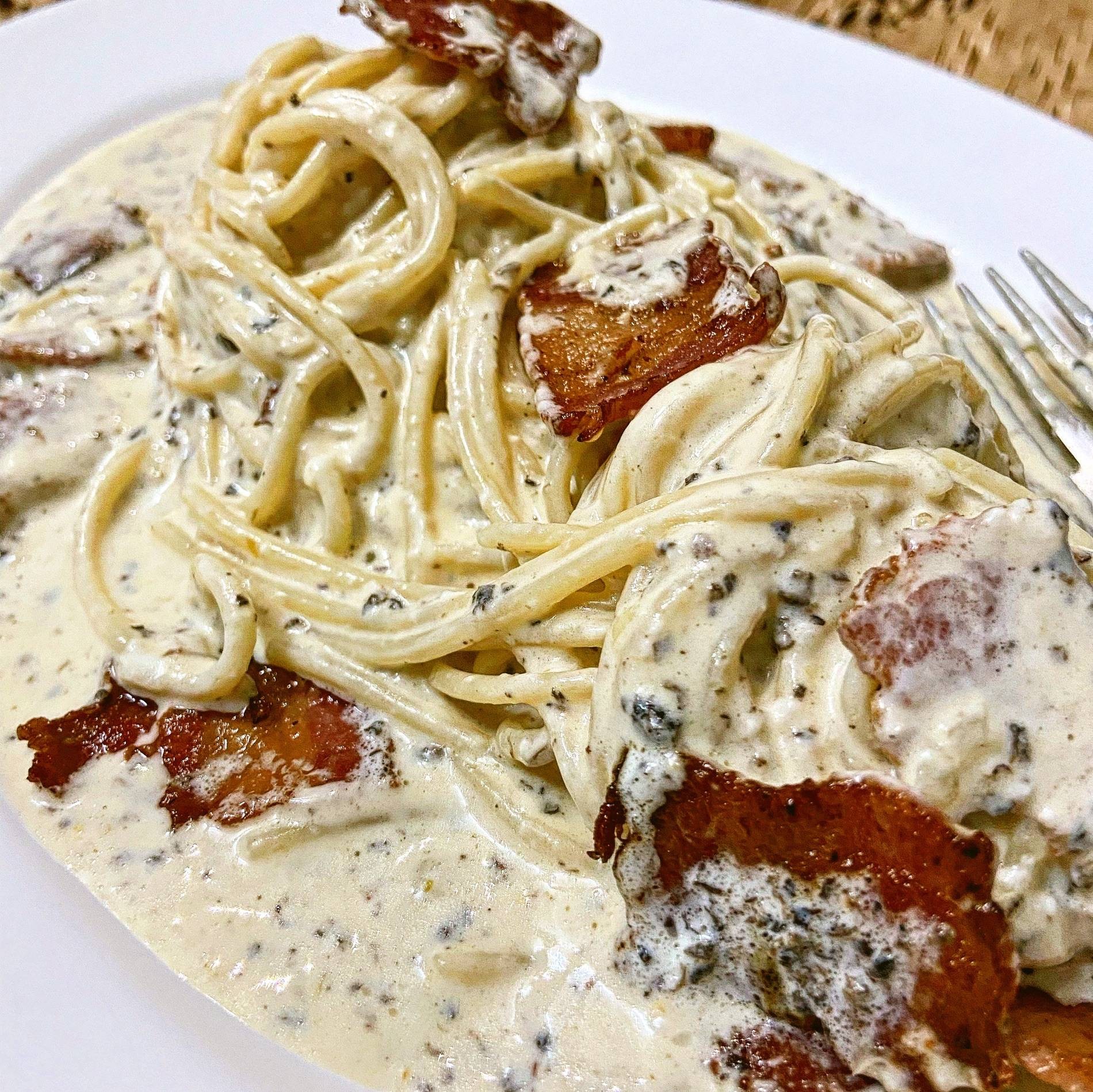 Black truffle carbonara bacon • image ร้าน Station เส้นสด Wongnai
