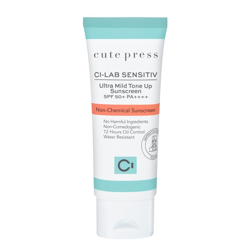 รวม 10 ครีมกันแดดสูตรอ่อนโยน ของคนเป็นสิว ผิวแพ้ง่าย ! Cute Press CI-LAB Sensitiv Ultra Mild Tone Up Sunscreen SPF 50+ PA+++