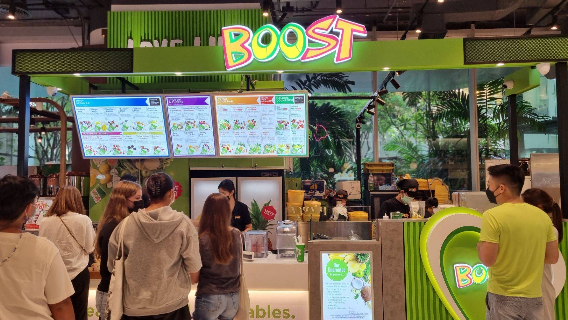 the boost juice bar and kitchen menu