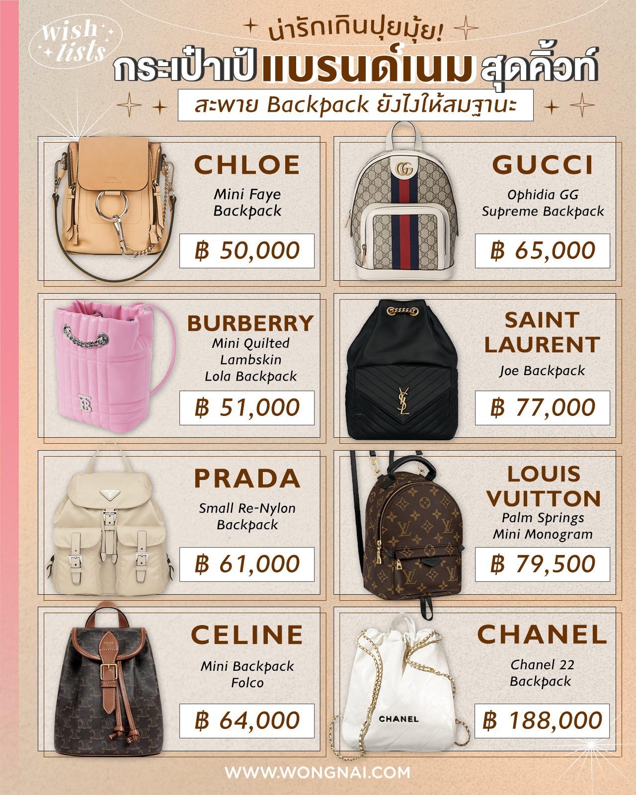 น่ารักเกินปุยมุ้ย กระเป๋าเป้แบรนด์เนมคิ้วท์ ๆ สะพาย Backpack ให้สมฐานะ