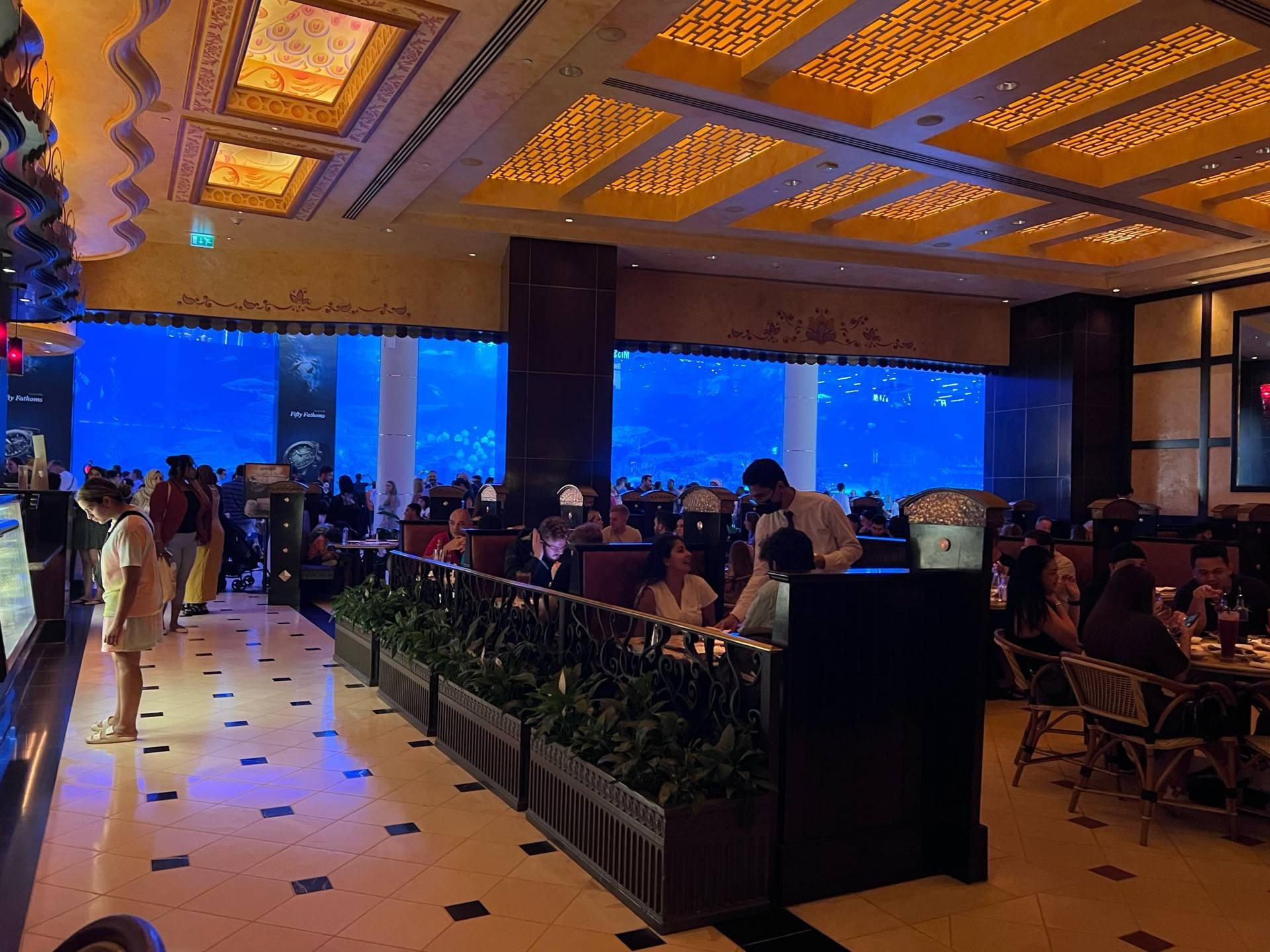 รีวิว The Cheesecake Factory Dubai Mall Cheesecake with Aquarium view