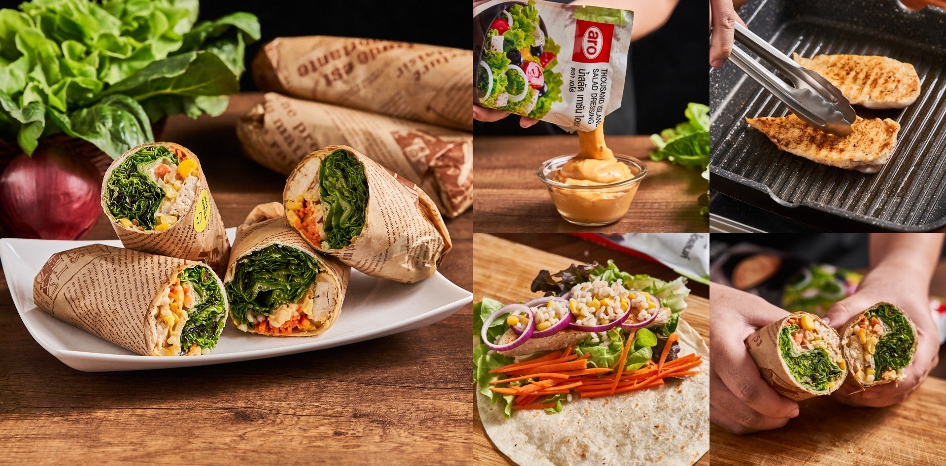 วิธีทำ “สลัดแร็ปผักล้น” ผักแน่นแคลต่ำ ฉ่ำซอสกลมกล่อมโดนใจ!