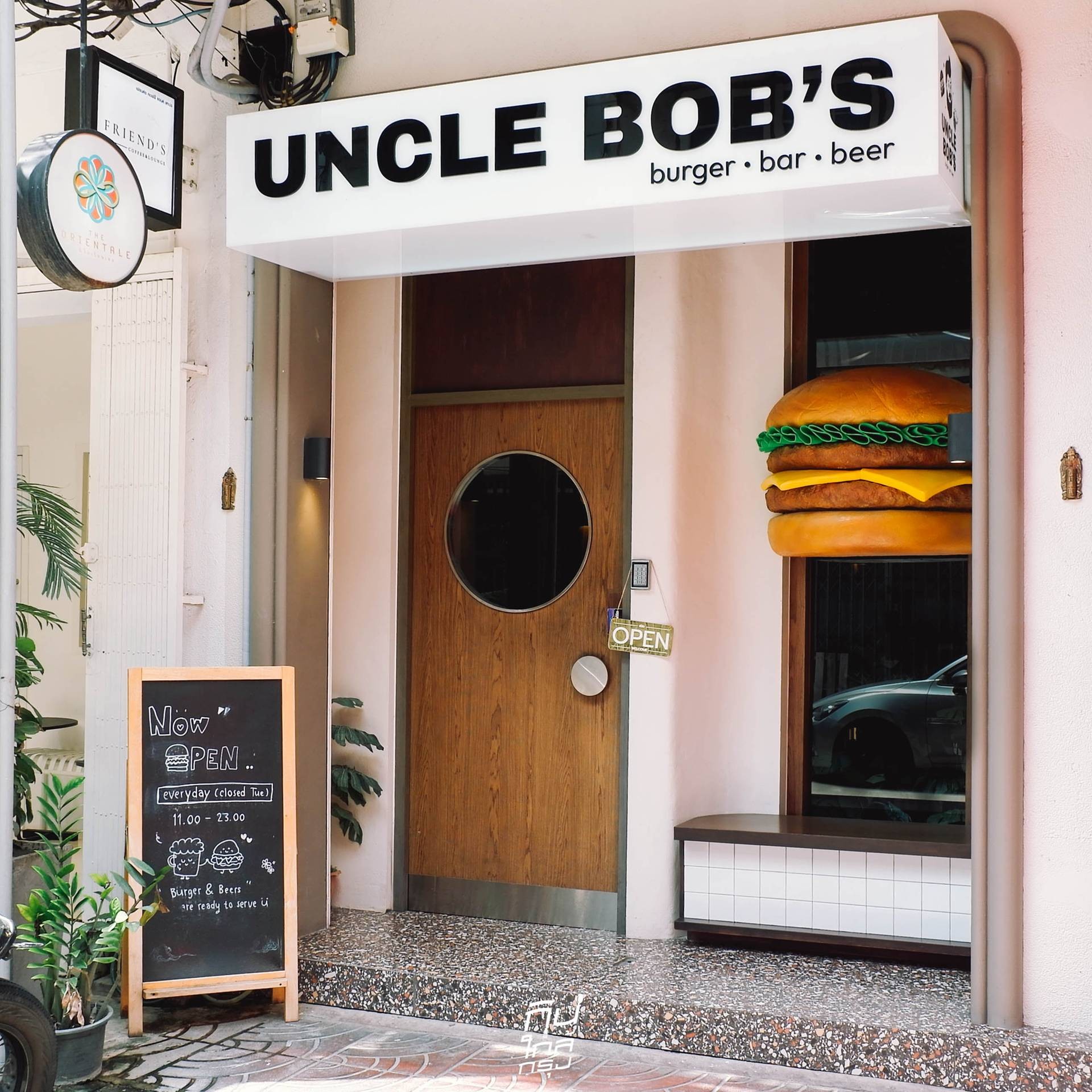 UNCLE BOB'S burger bar beer — Yaowarat Chinatown storefront