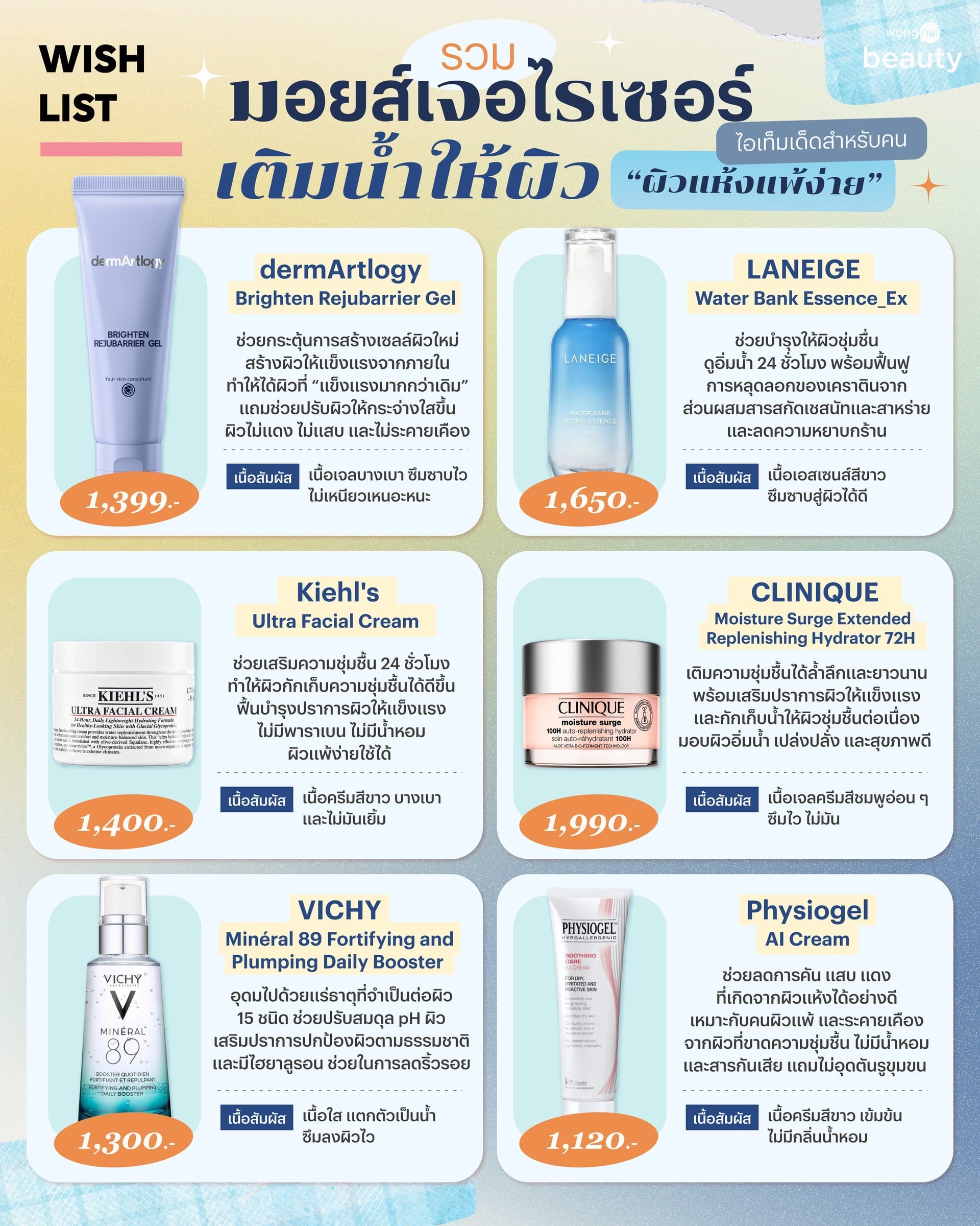 รวม มอยส์เจอไรเซอร์เติมน้ำให้ผิว ไอเท็มเด็ดสำหรับคน "ผิวแห้งแพ้ง่าย"