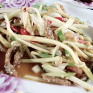 เมนูของร้าน ส้มตำหน้าวัดเลาขวัญ