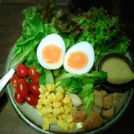 สลัดผักออร์แกนิค (ไข่ต้ม) น้ำสลัดข้าวกล้องกระชายดำ