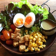 สลัดผักออร์แกนิค (ไข่ต้ม) น้ำสลัดข้าวกล้องกระชายดำ