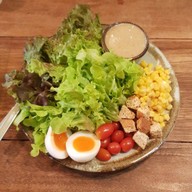 สลัดผักออร์แกนิค (ไข่ต้ม) น้ำสลัดข้าวกล้องกระชายดำ