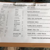 เมนู Specs on Specialty Specs on Specialty coffee