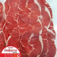 เมนูของร้าน เนื้อวัวสด สไลด์ เนื้อไก่ ร้านฮาซันบัยตุ้ลมาล ตลาดบางกะปิ ฮาลาล