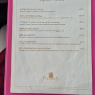 เมนู Pineapple Cafe and Grill Pattaya