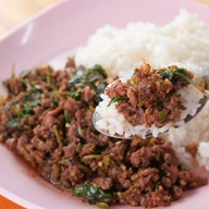 เมนูของร้าน คนบางกง ราดหน้ายอดผัก อาหารตามสั่ง