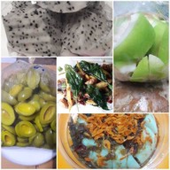 ผลไม้สดดองริมทาง ลูกชิ้นปลาระเบิด ผลไม้สด  ยำ น้ำอัดลม น้ำปลา่าว