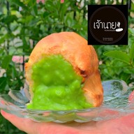 เมนูของร้าน ลูกชิ้นทอด นึ่ง +โดนัทเค้กจิ๋ว+ขนมบ้าบิ่น + ปังปิ้งทะลัก + ก๋วยเตี๋ยวไก่ตุ๋น เจ้านาย บางบัวทอง