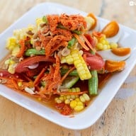 เมนูของร้าน ตำเป็นถาด ถ.สนามบินเก่า