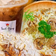 Sant'-Pang :กาแฟ ครัวซองต์ พิซซ่า น้ำผลไม้สกัดเย็น แฮปปี้แลนด์