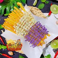 🌈 น้ำผลไม้ปั่น-กาแฟ-ปังปิ้ง-ปังเย็น-เฟรนฟรายยาว ซุ้มสีดำข้างเซเว่น หน้าหมู่บ้านจารุวรรณ