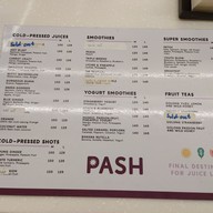 เมนู PASH Juices Central Embassy