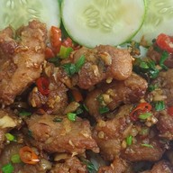 ข้าวไก่ทอดคั่วพริกเกลือ+ข้าวไก่ทอดทงคัตสึ byตาหวาน