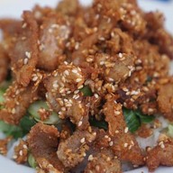 เมนูของร้าน เจ๊เล็กข้าวหมูทอด