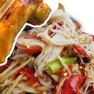 ส้มตำ-ไก่ย่าง(ร้าน ตำบ่ )(ปลาร้าต้มสุก)