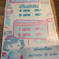 เมนู ร้านติดหวาน