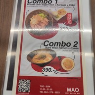 เมนู MAO Ramen(ข้าวหน้าเนื้อ เกี๊ยวซ่า ไก่คาราอาเกะ) Mao