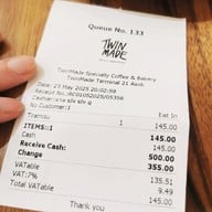 เมนู Twinmade Specialty Coffee & Bakery Terminal 21 Asok