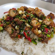 ⭐️ สมใจหมูกรอบ ⭐️ - กะเพรา กะเพราถาด ตำเส้นเล็ก ลาบ ยำ ข้าวหมูแดง หมูทอด ไก่ทอด เกาเหลา ต้มเลือดหมู ตามสั่ง เกี๊ยว บะหมี่หมูแดง หมูแดง หมูกรอบ ต้มยำ แซ่บ ขาหมู หม่าล่า คั่วพริกเกลือ หม้อไฟ มาม่า ต้มยำหม้อไฟ สุขสวัสดิ์ จัสฟู้ดสุขสวัสดิ์