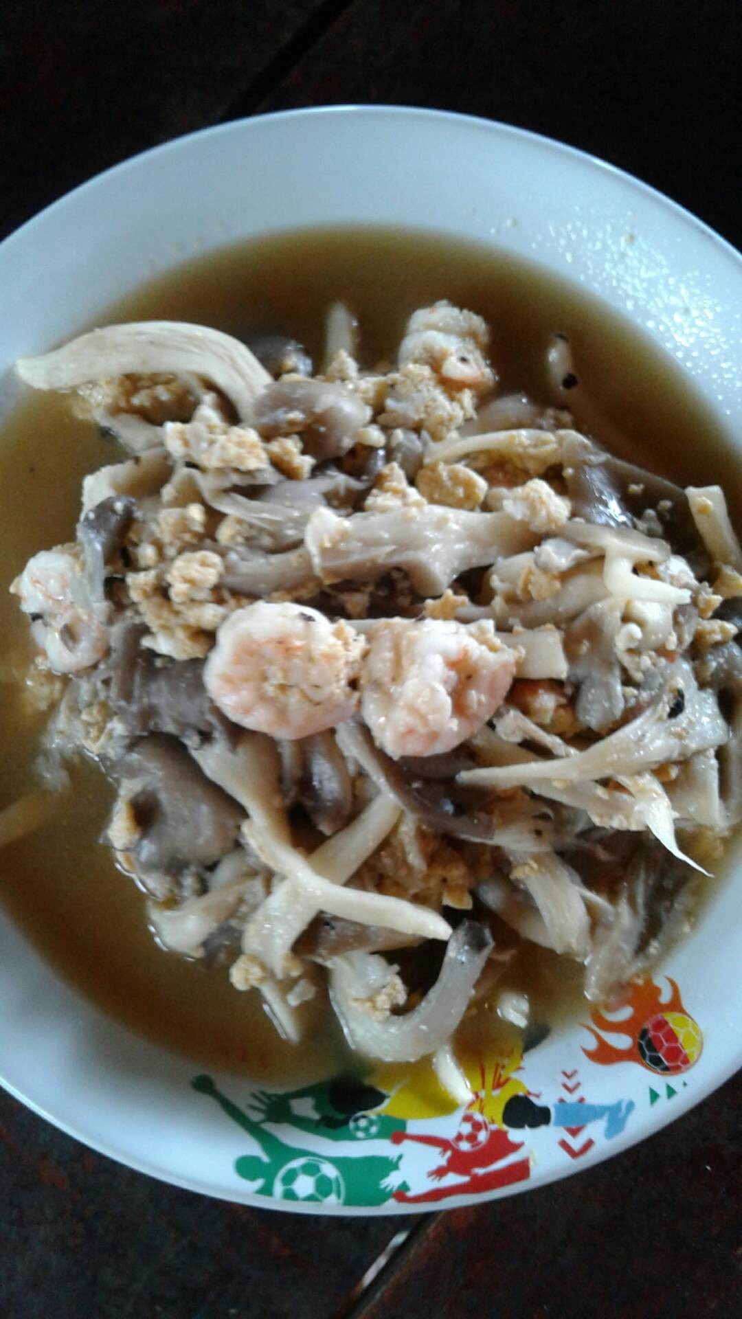 ผัดเห็ดนางฟ้ากุ้งสด