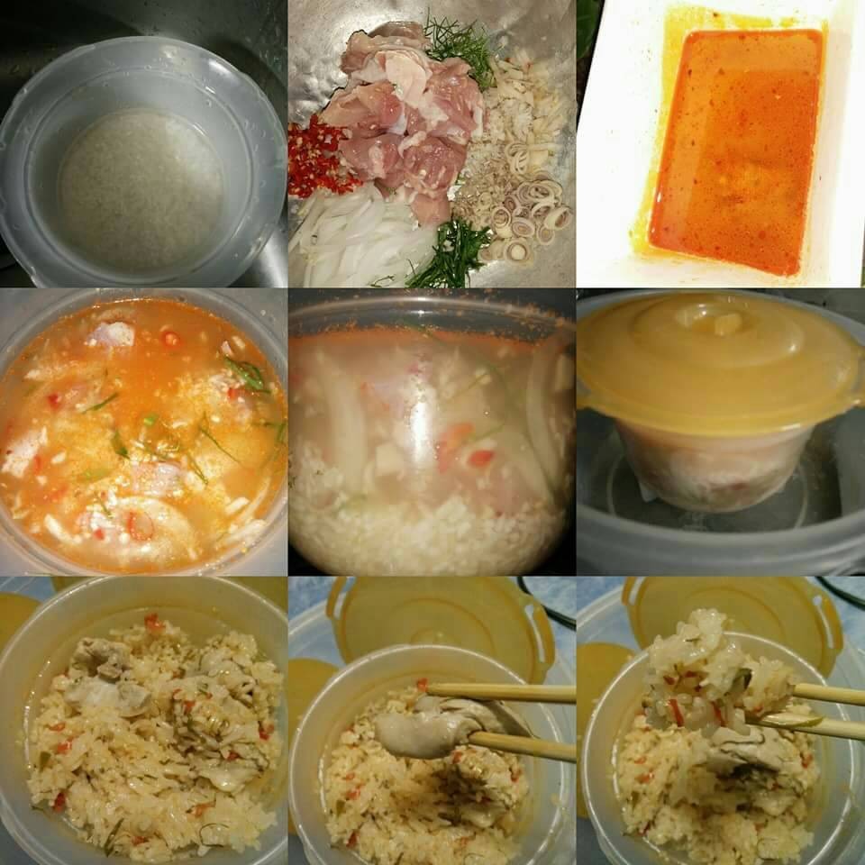 ข้าวมันต้มยำไก่ในไมโครเวฟ