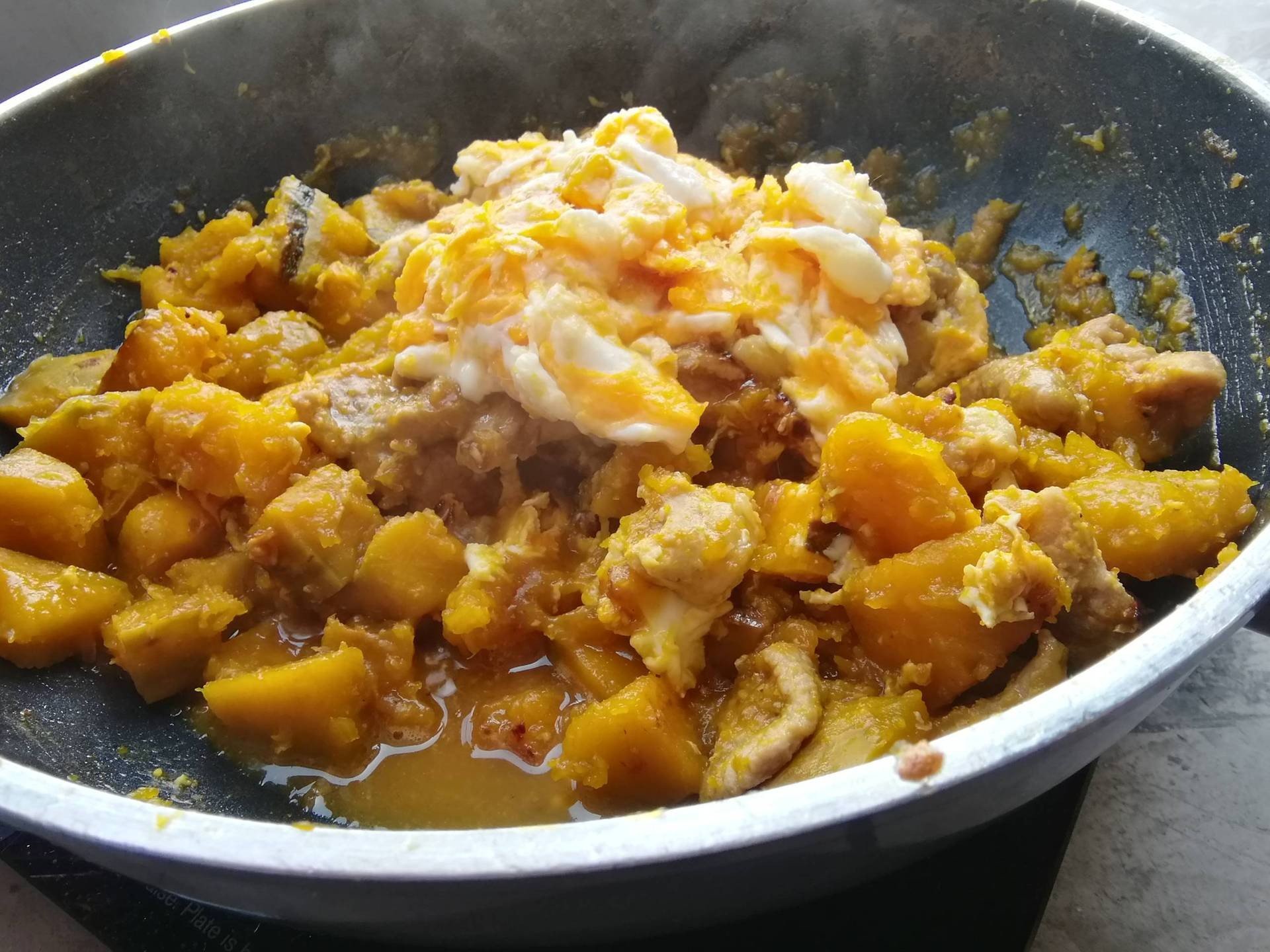 ฟักทองผัดไข่โบราณ สูตรคุณยายร้านขายข้าวแกง 