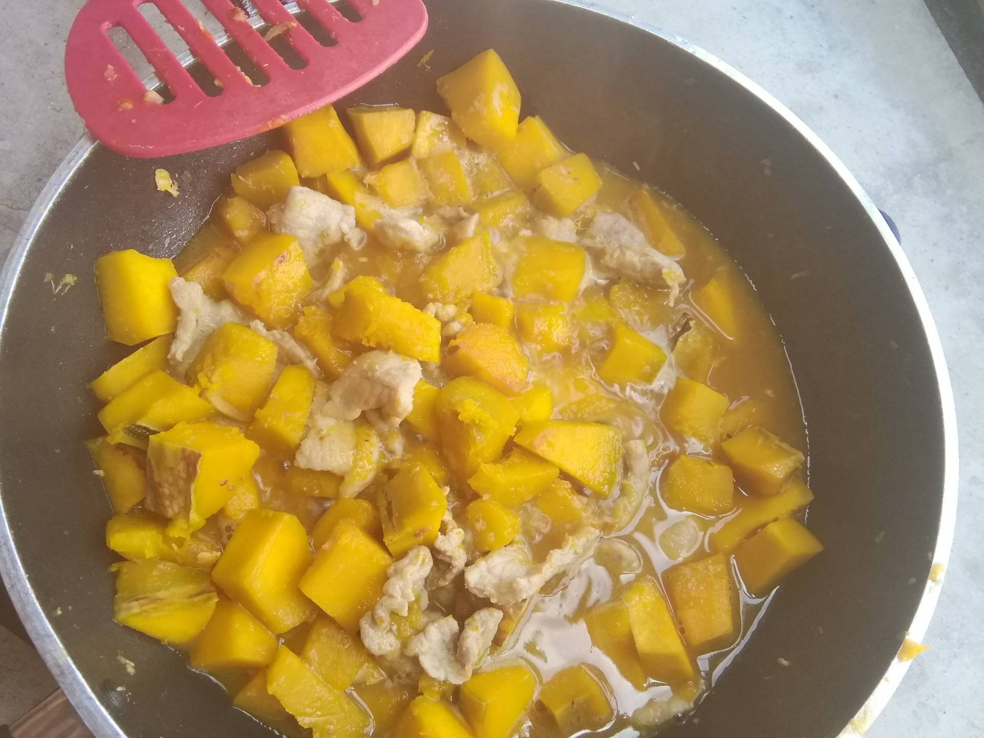 ฟักทองผัดไข่โบราณ สูตรคุณยายร้านขายข้าวแกง 