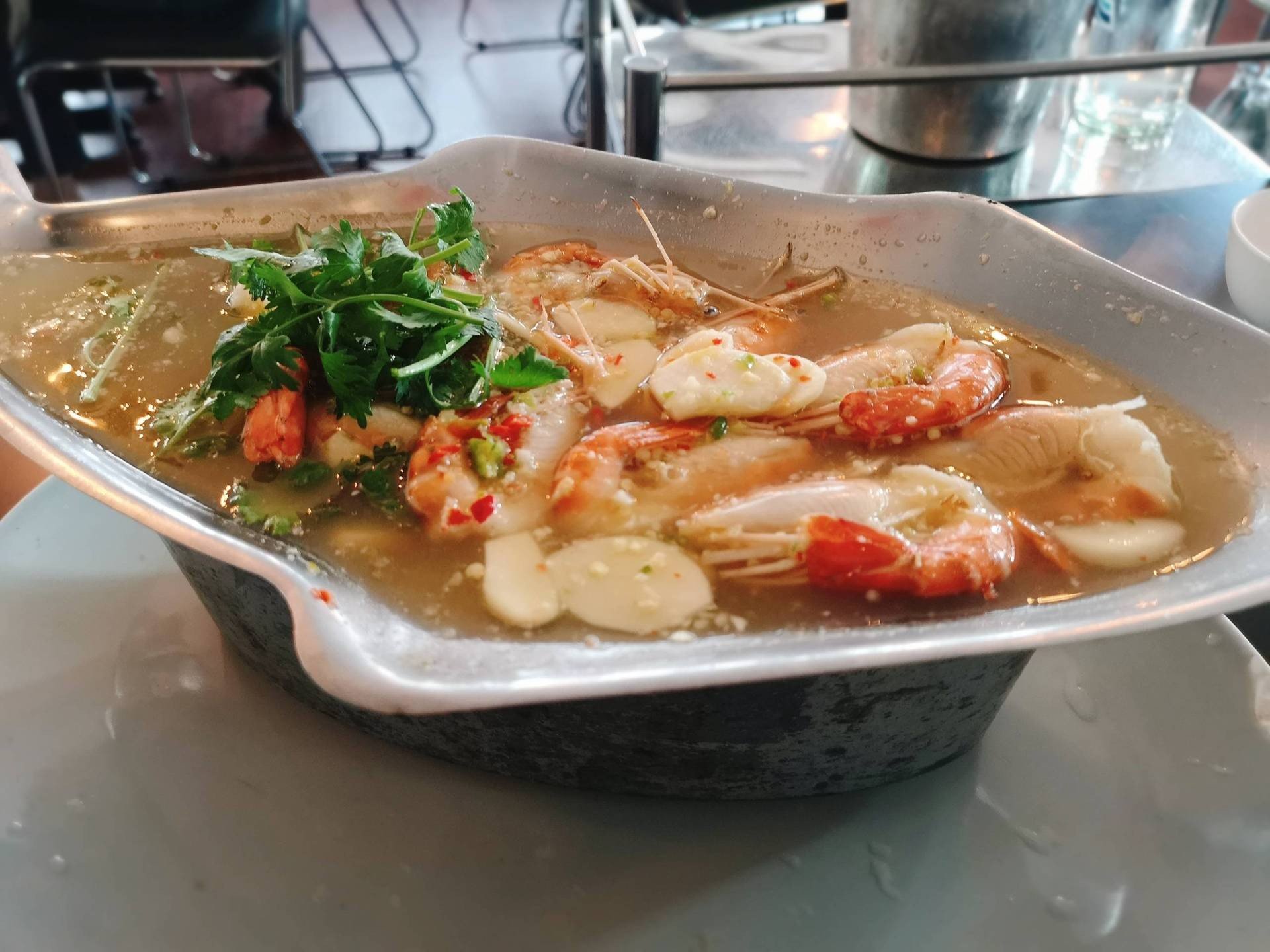 กุ้งนึ่งมะนาว