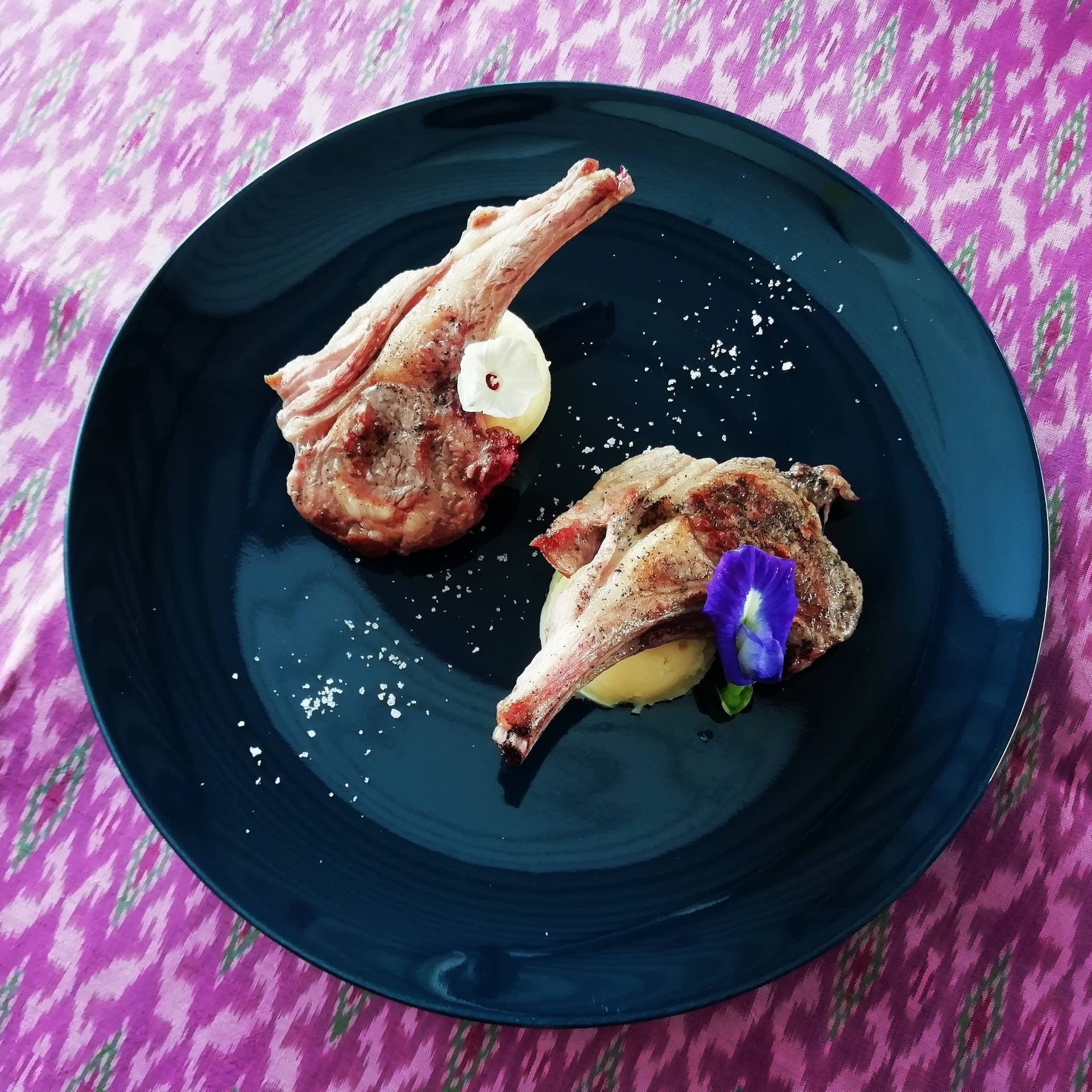 Simple salad and Simple lamb rib grilled