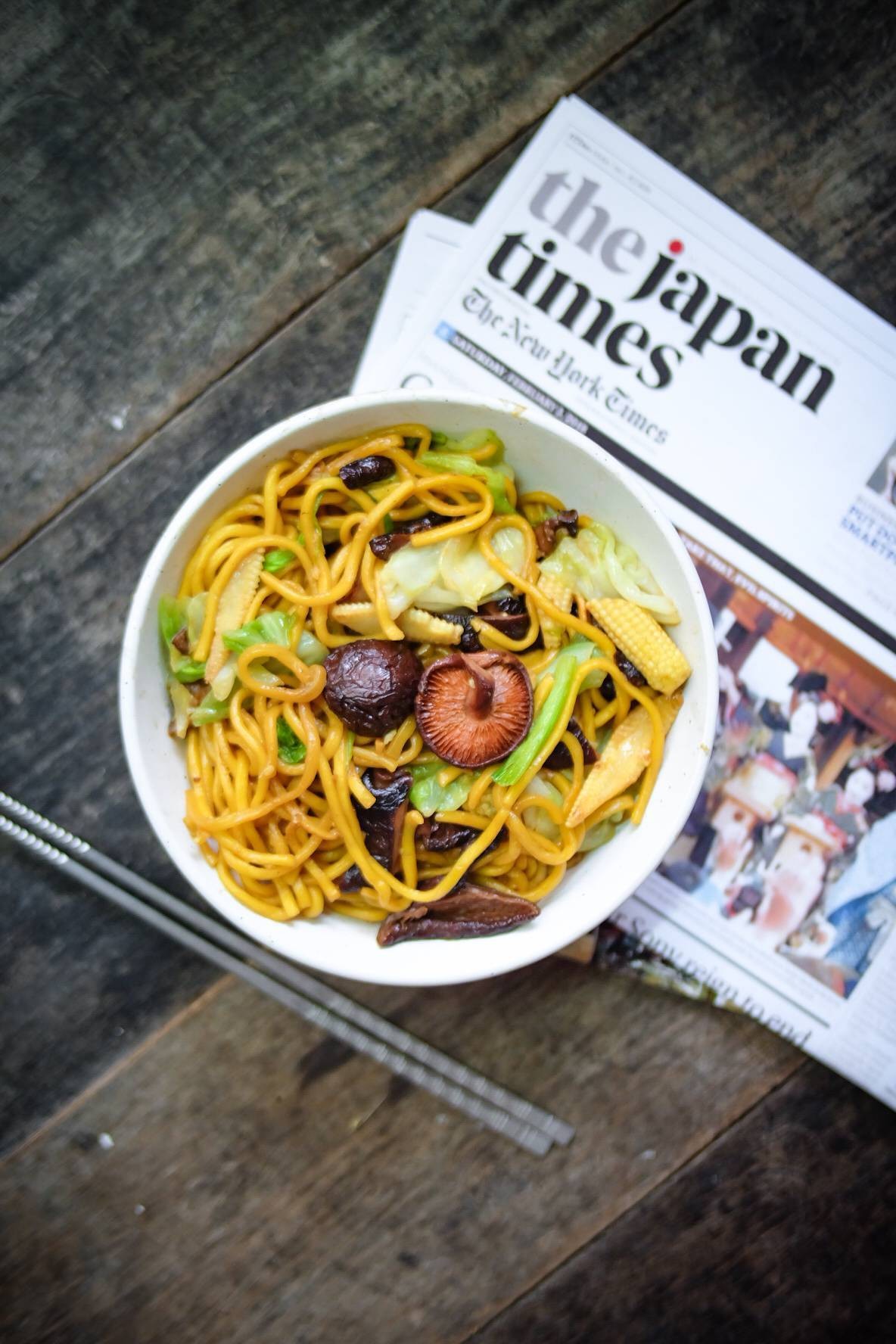 ยากิโซบะเห็ดหอม สูตรเจ