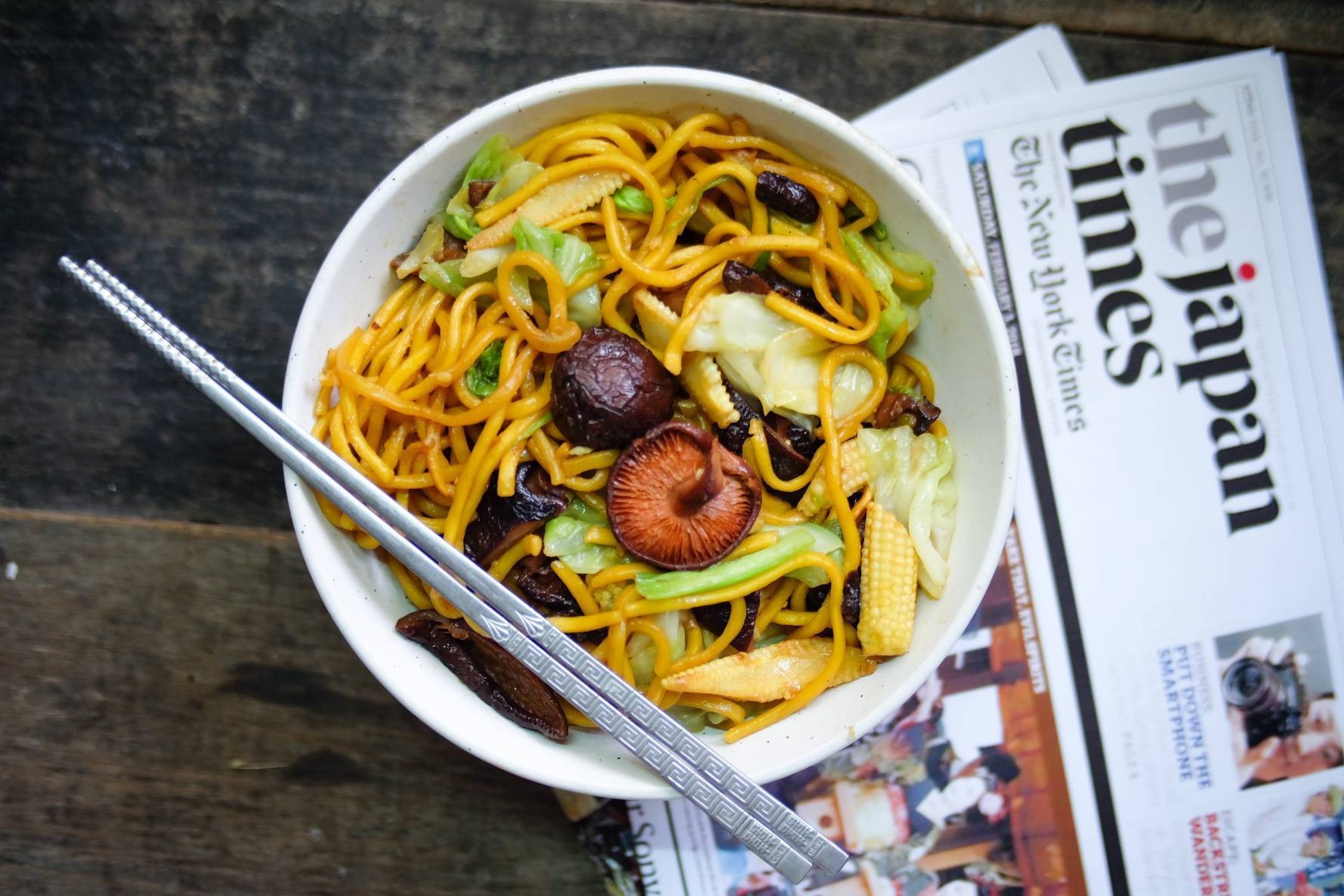 ยากิโซบะเห็ดหอม สูตรเจ