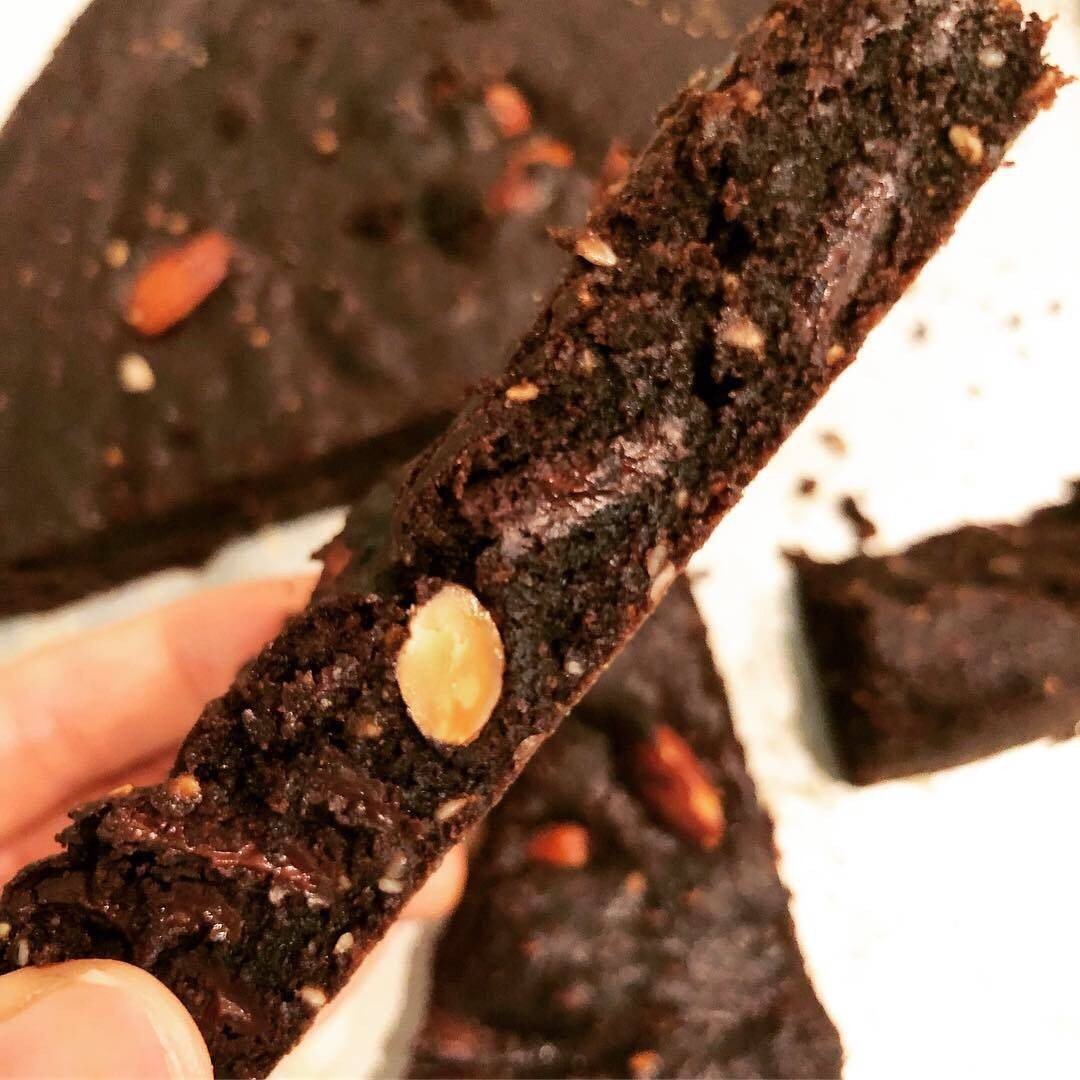 บราวนี่อัลมอนด์ สูตรไม่ต้องใส่ไข่