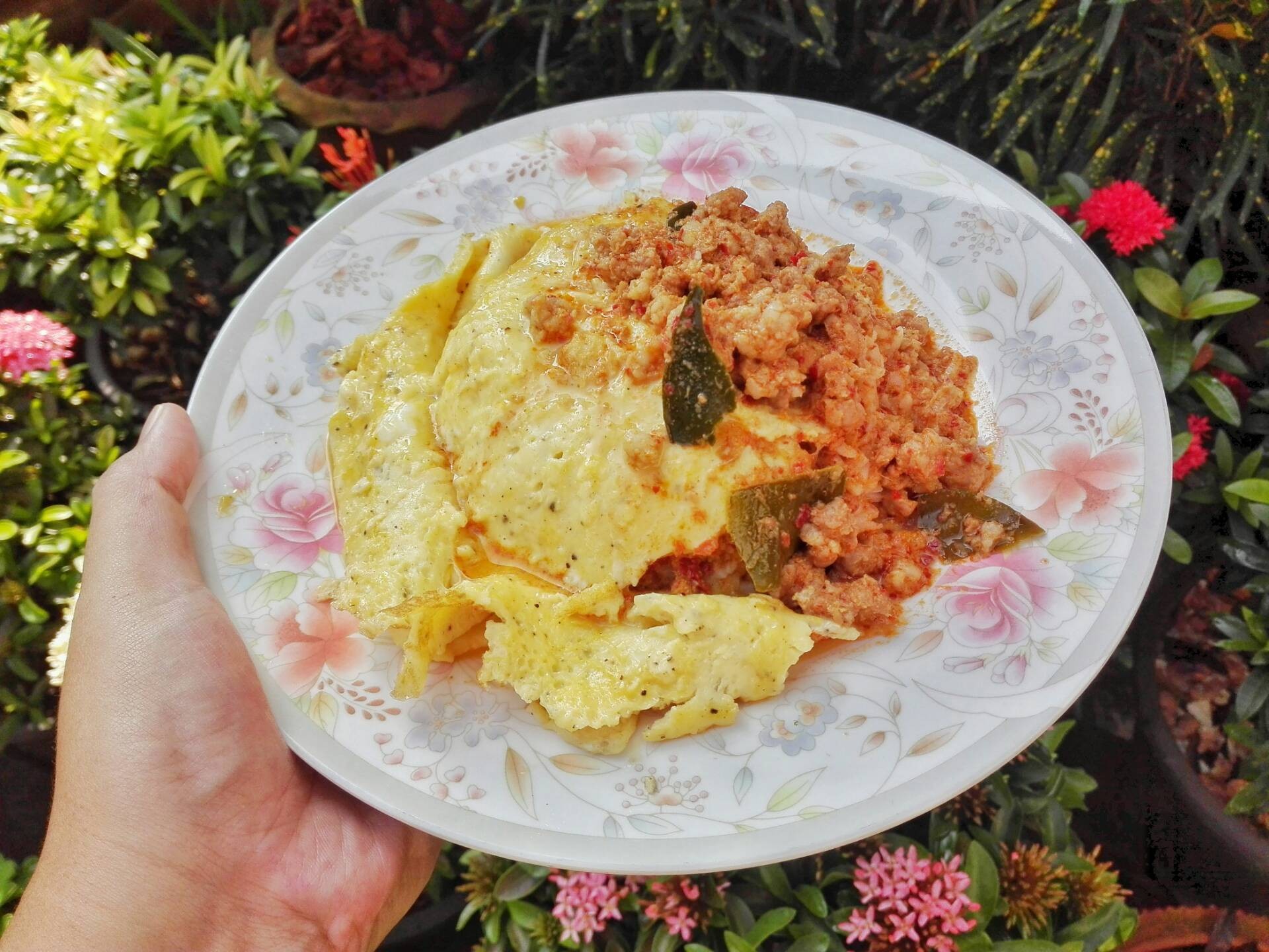 ข้าวไข่ข้นแกงเผ็ดหมูสับ