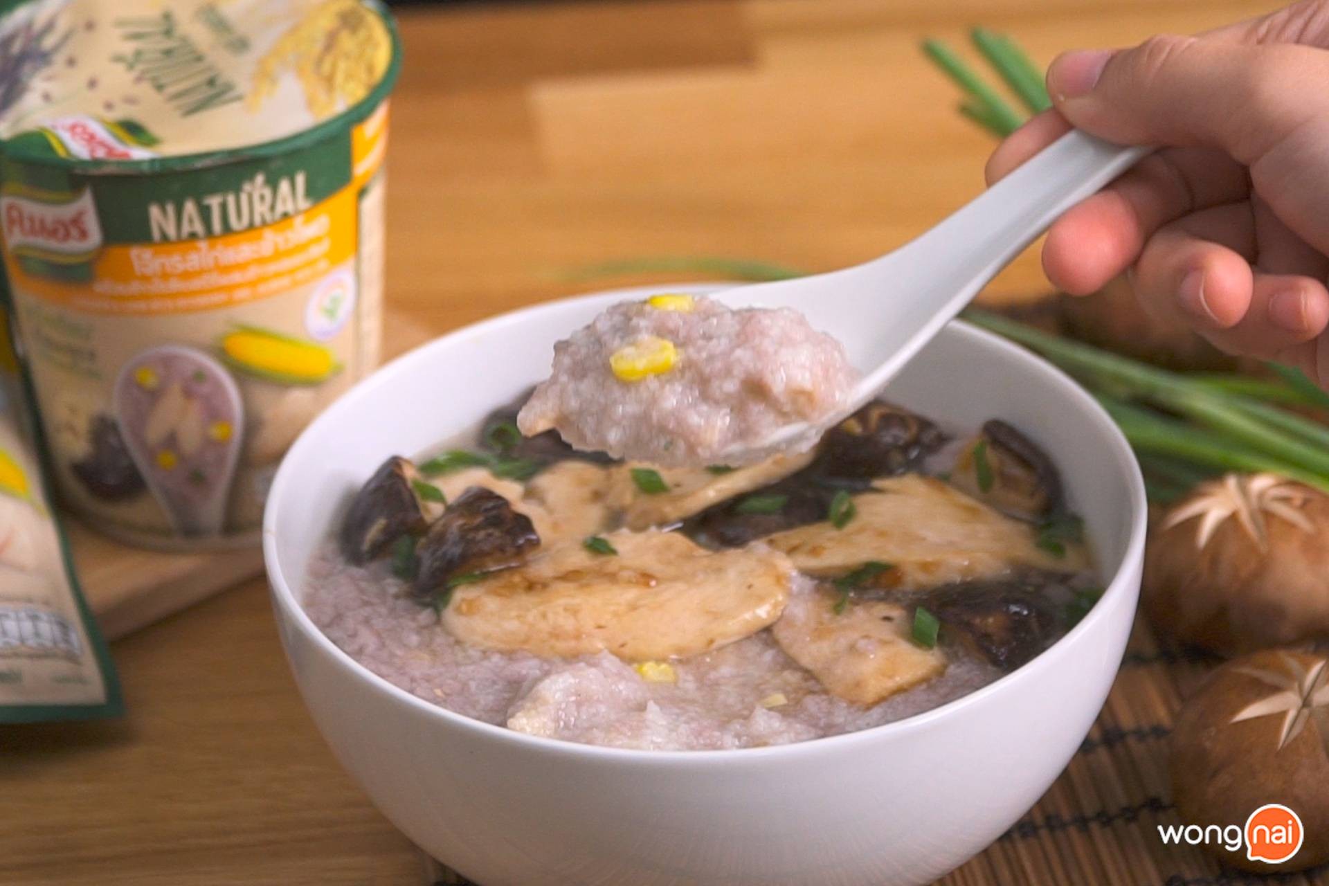 โจ๊กไก่ผัดเห็ดหอม
