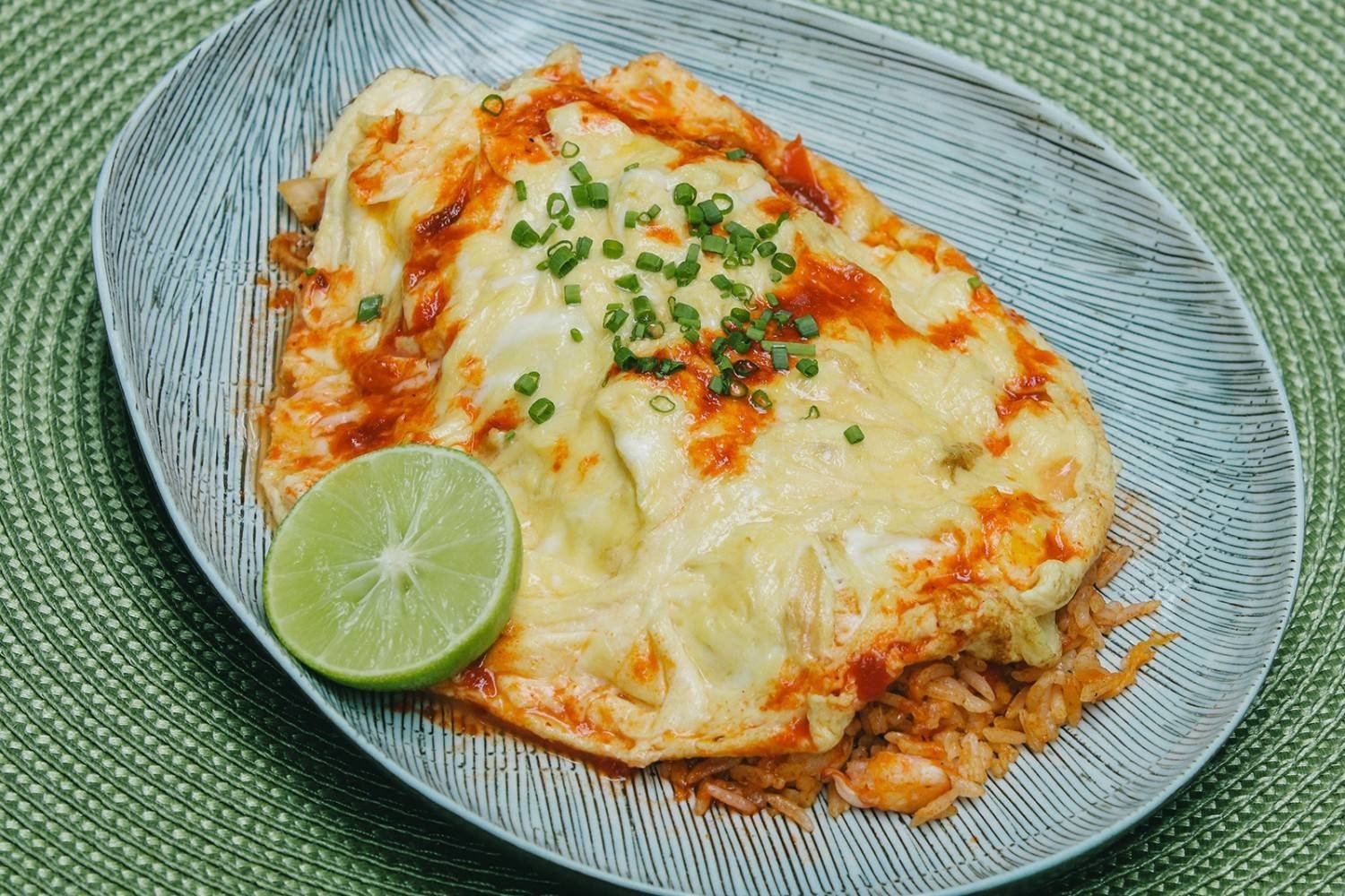 ข้าวไข่ข้นกุ้งซอสกิมจิ