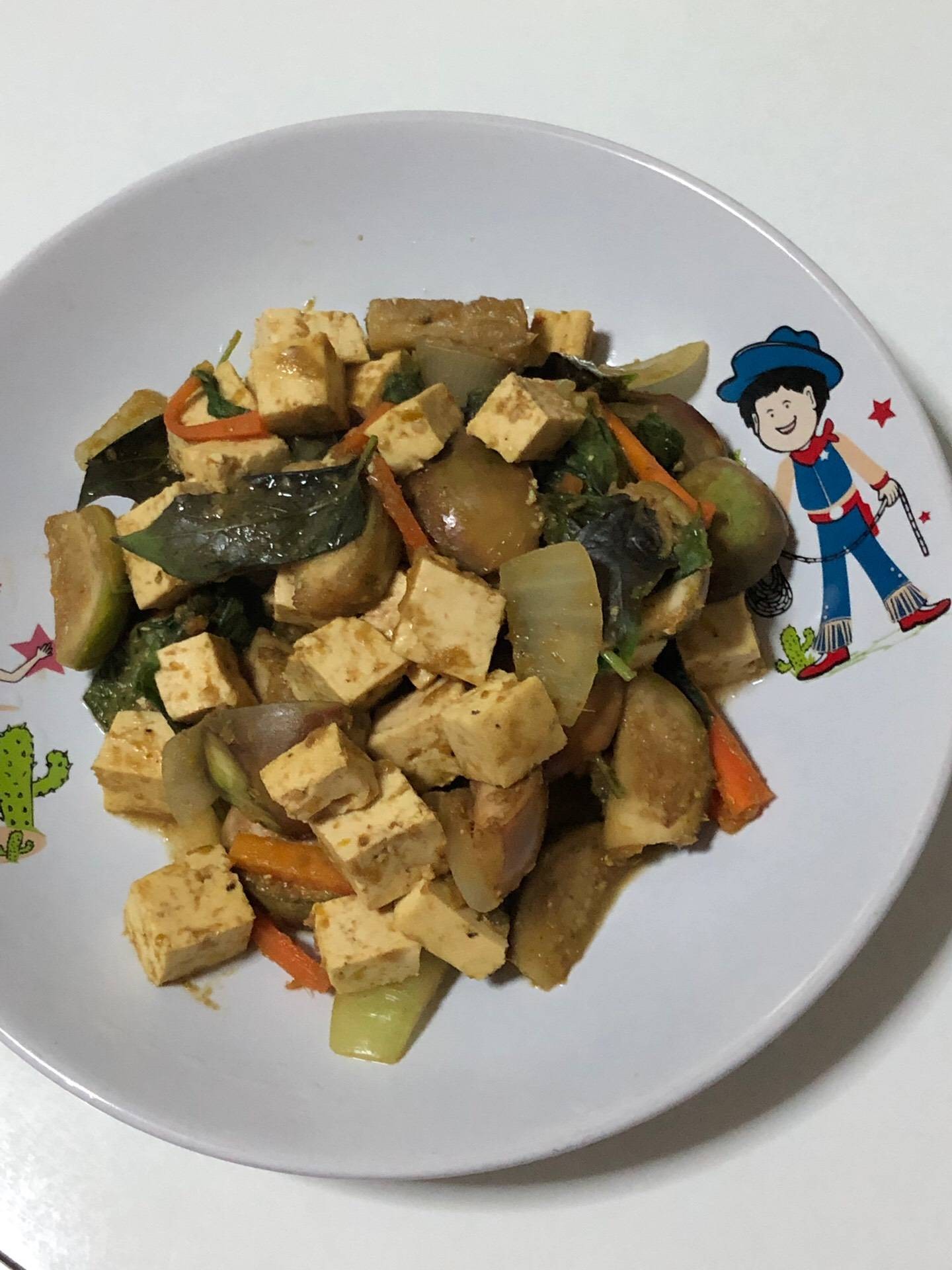 เขียวหวานแห้งเต้าหู้สูตรไม่ใส่กะทิ