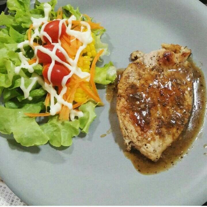 สเต๊กไก่ซอสพริกไทดำ🐔