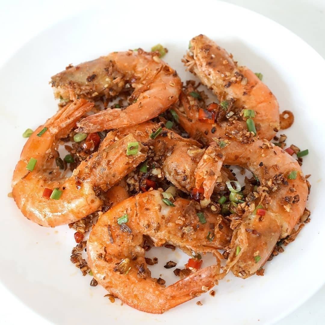 กุ้งทอดผัดพริกเกลือน้ำพริกน้ำย้อย