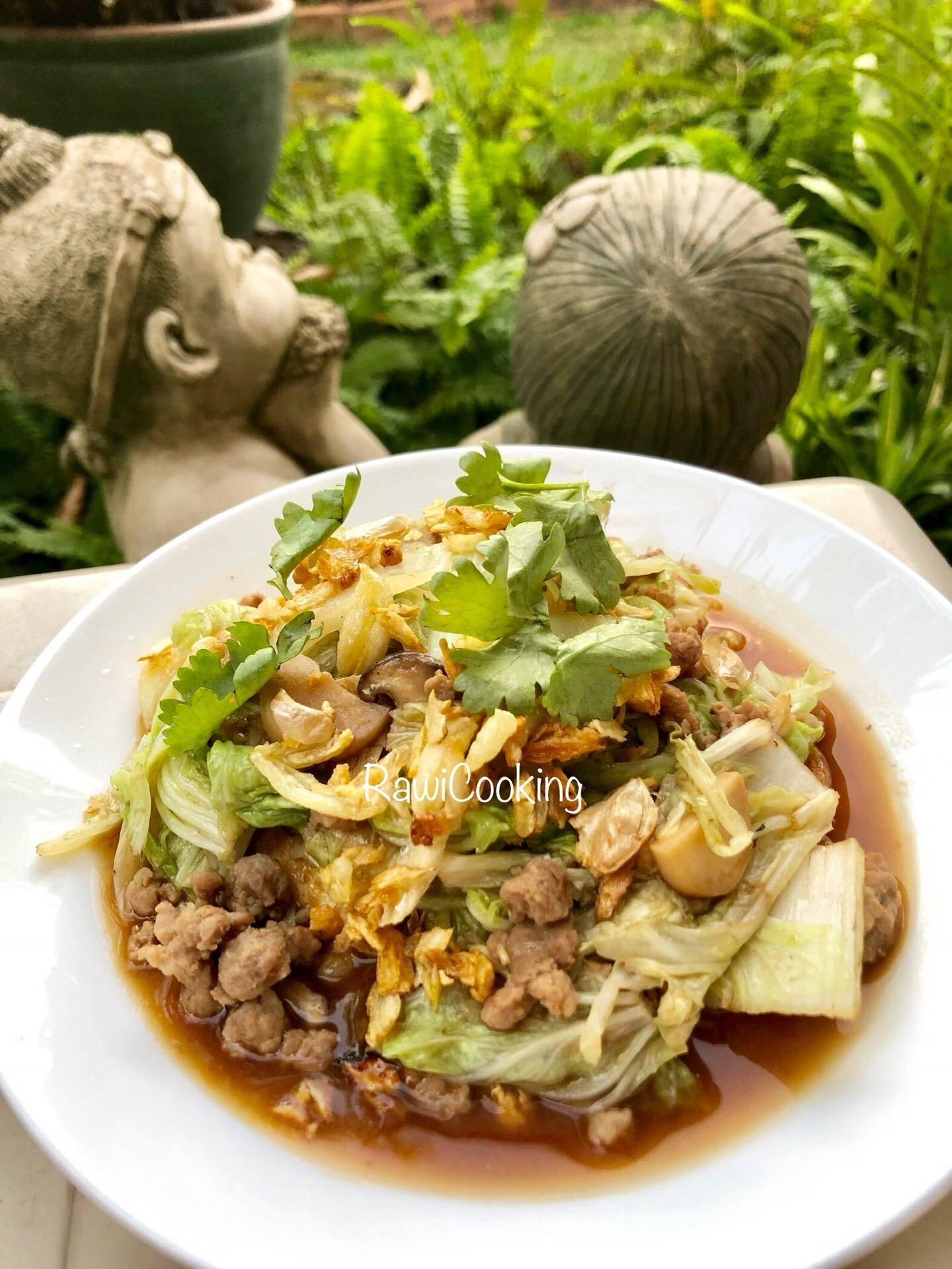 ผัดผักกาดขาวเต้าหู้🥬